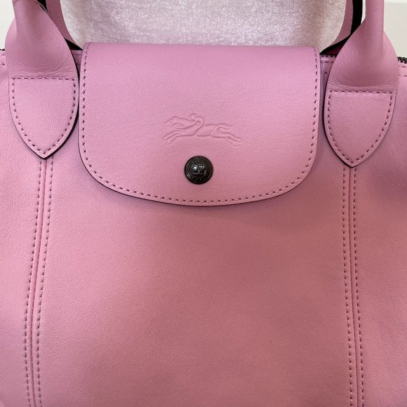 Longchamp Le Pliage Cuir Top Handle Bag in Pink - Picture 3 of 11